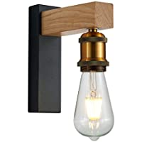 Martll Lámpara de pared Vintage Retro Aplique Pared de Madera E27 Industrial Interior Bañadores de pared para pasillo…